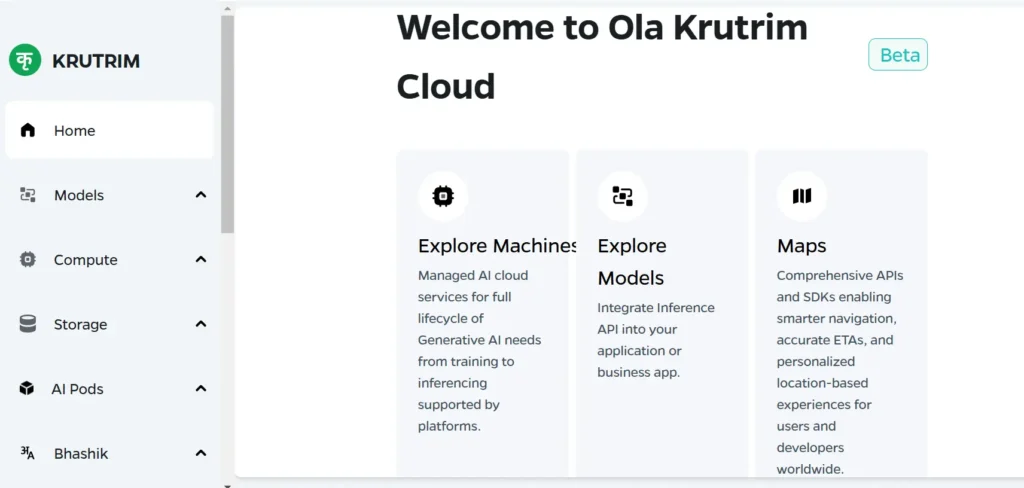 Ola krutrim Cloud Services