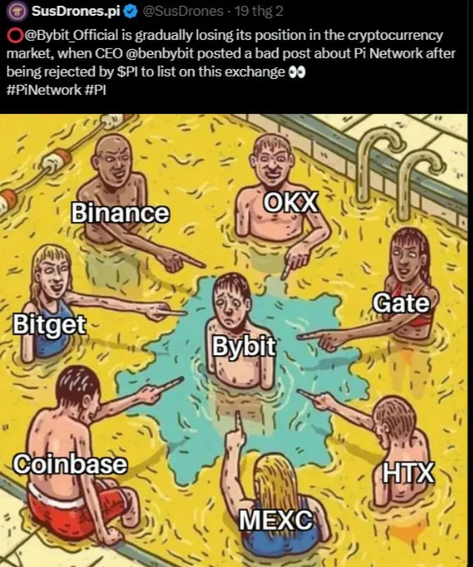 PI network trolled Bybit by posting meme on X