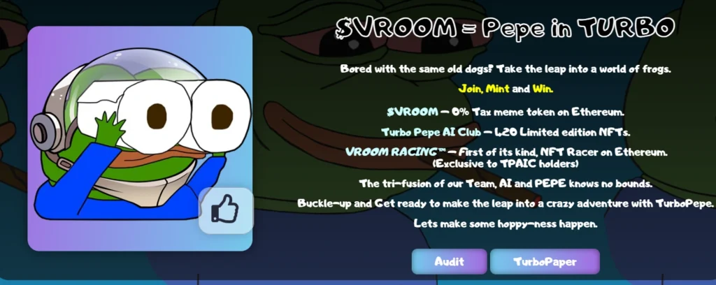 Turbo Pepe Meme coin ($VROOM) Details