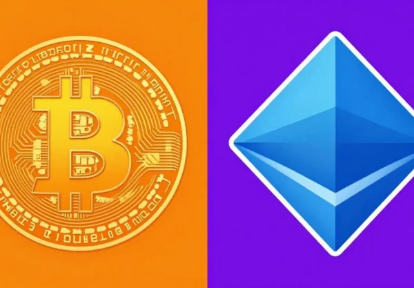Bitcoin and Ethereum logos side-by-side.